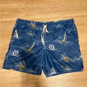 Men’s Blue Sailboat Swim Trunks